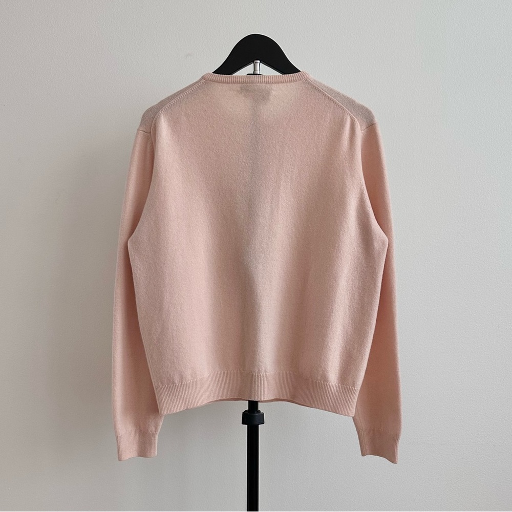 Vintage Country Shop Cashmere Light Pink Crew Neck Cardigan Size L - Picture 2 of 3